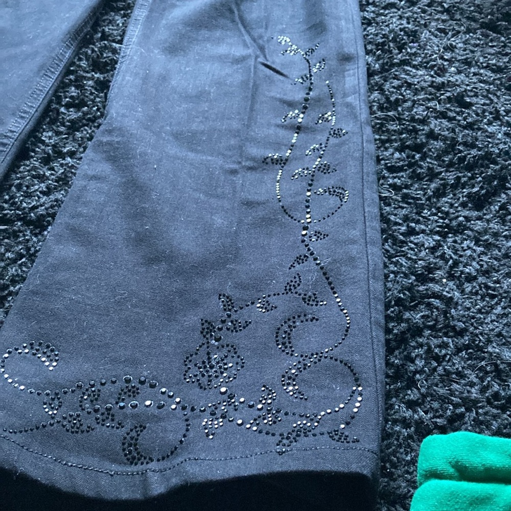 Gorgeous black stone adorned Mu jeans